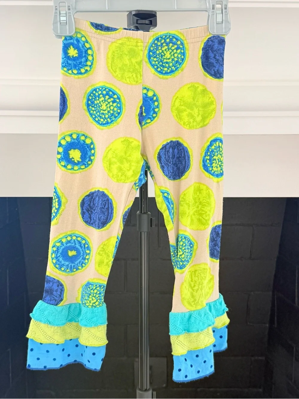 Zaza Couture Turquoise & Lime Striped Ruffle Matching Set